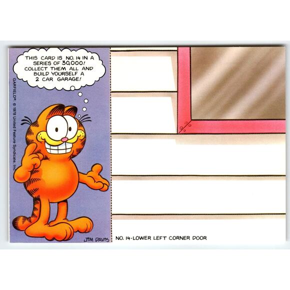 Vintage Garfield Postcard "Build a 2 Car Garage" Series No. 14 of 30,000 Unused - Picture 1 of 2